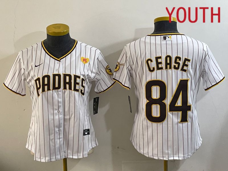 Youth San Diego Padres #84 Cease White Stripe Game 2024 Nike MLB Jersey style 11203->youth mlb jersey->Youth Jersey